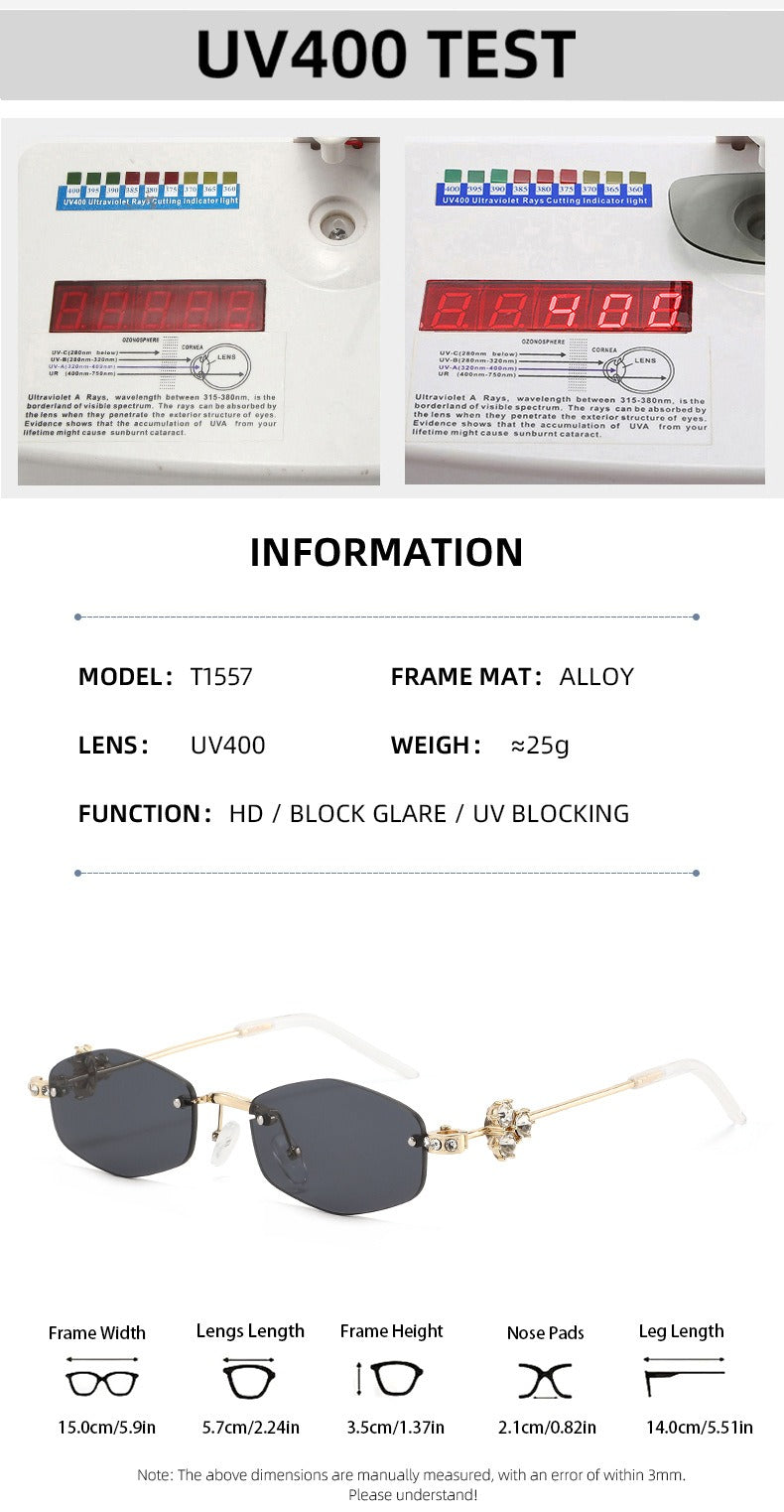 Lenstorm T1557 Luxury Korean Crystal-Embellished Jennie-Style Fashion Sunglasses