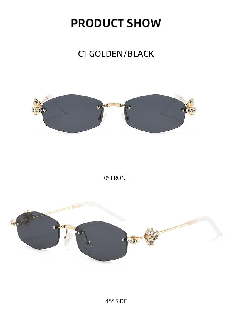 Lenstorm T1557 Luxury Korean Crystal-Embellished Jennie-Style Fashion Sunglasses