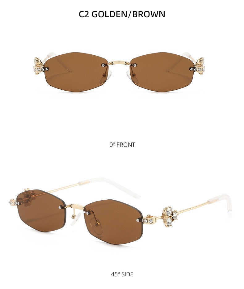 Lenstorm T1557 Luxury Korean Crystal-Embellished Jennie-Style Fashion Sunglasses
