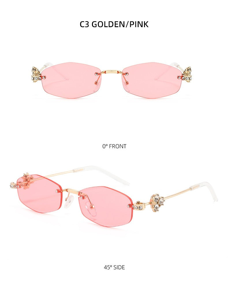 Lenstorm T1557 Luxury Korean Crystal-Embellished Jennie-Style Fashion Sunglasses