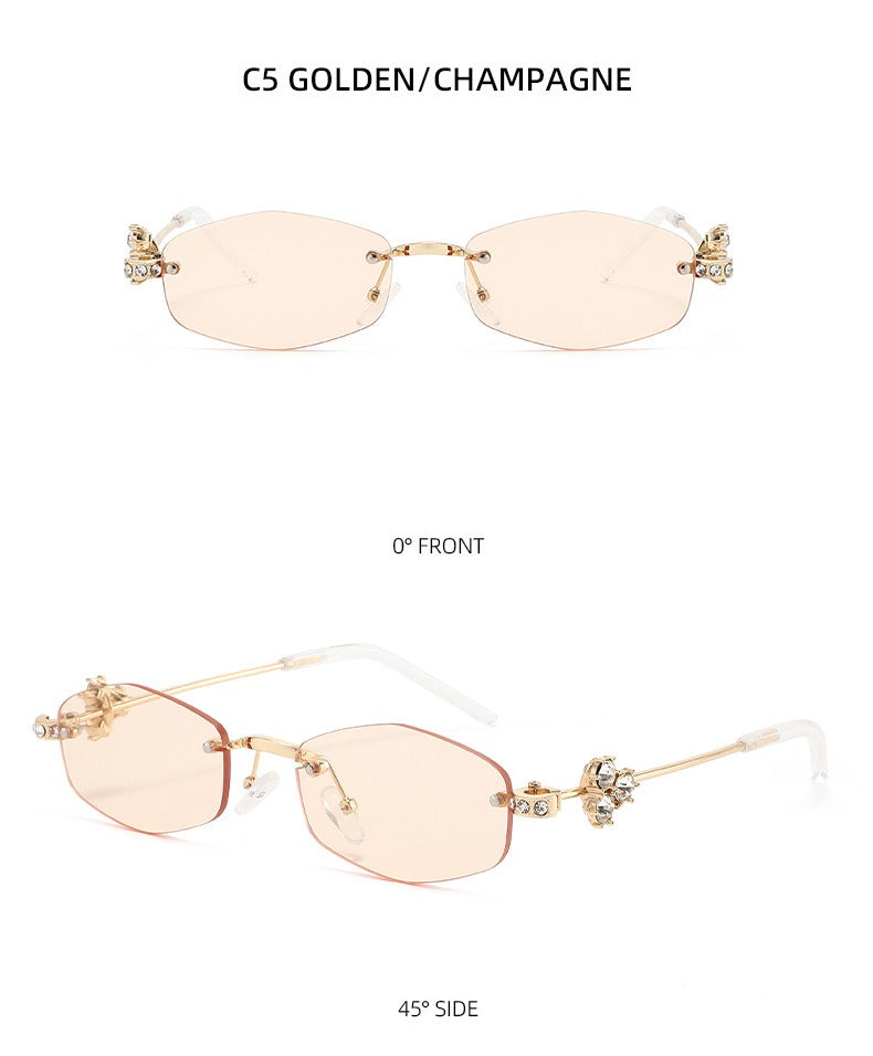 Lenstorm T1557 Luxury Korean Crystal-Embellished Jennie-Style Fashion Sunglasses
