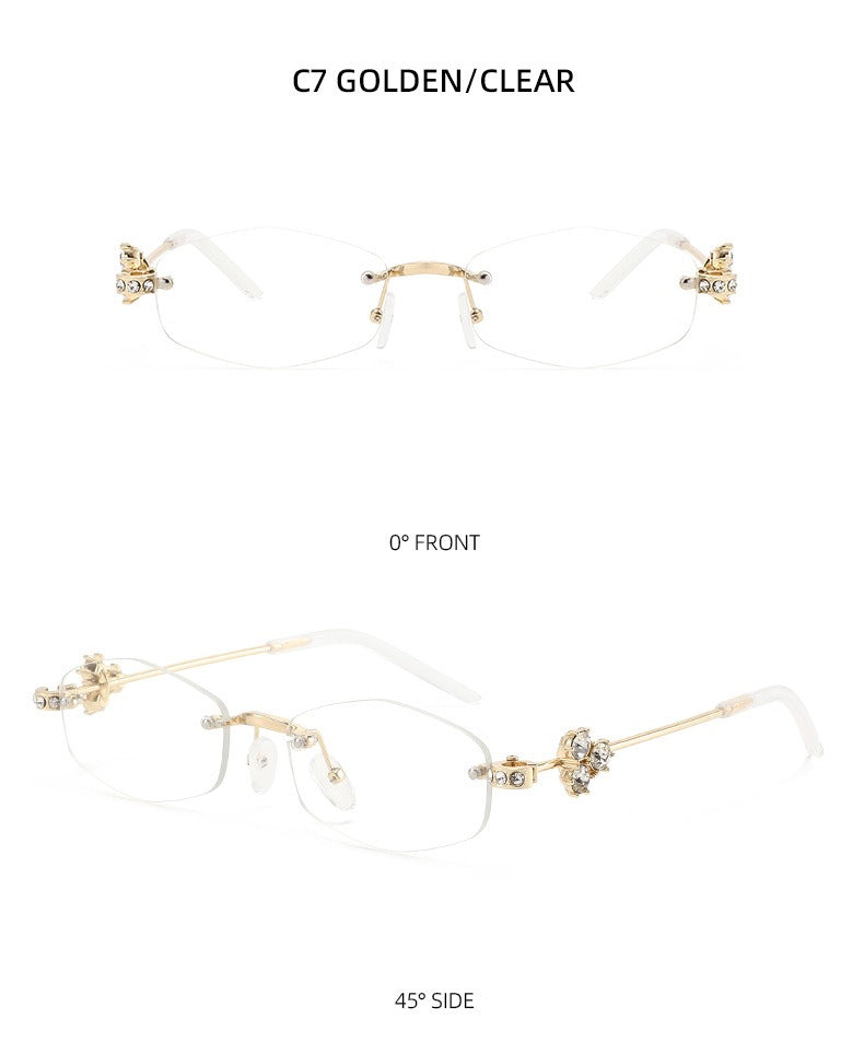 Lenstorm T1557 Luxury Korean Crystal-Embellished Jennie-Style Fashion Sunglasses