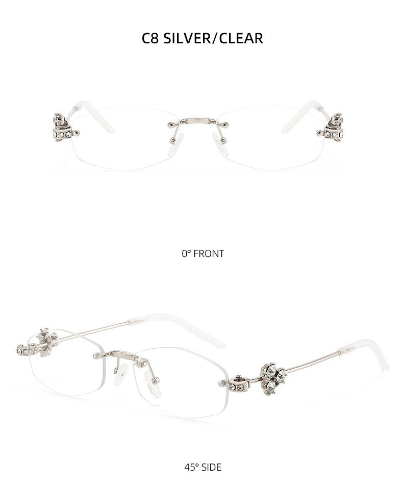 Lenstorm T1557 Luxury Korean Crystal-Embellished Jennie-Style Fashion Sunglasses