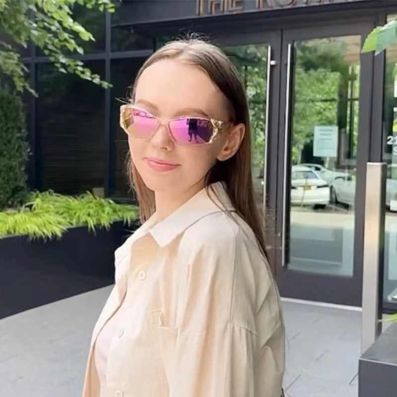 Lenstorm T1017 Butterfly Decor Y2K Women's Polarized Sunglasses