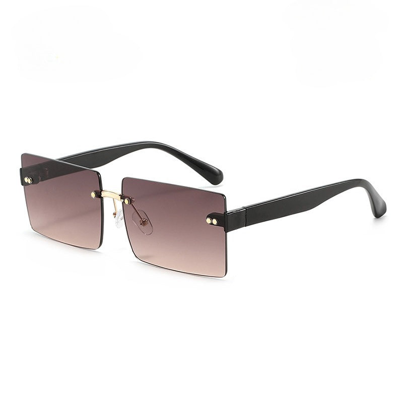 Lenstorm T1500 Frameless Diamond-Cut Square Ocean-Tint Sunglasses