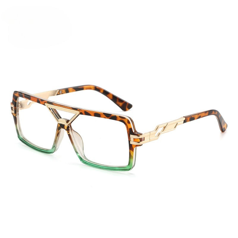 Lenstorm T1498 Oversized Double-Bridge Color-Block Blue Light Blocking Eyeglass Frame
