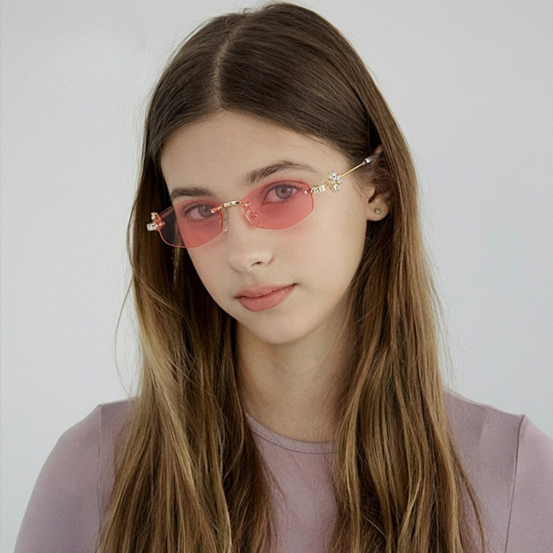 Lenstorm T1557 Luxury Korean Crystal-Embellished Jennie-Style Fashion Sunglasses