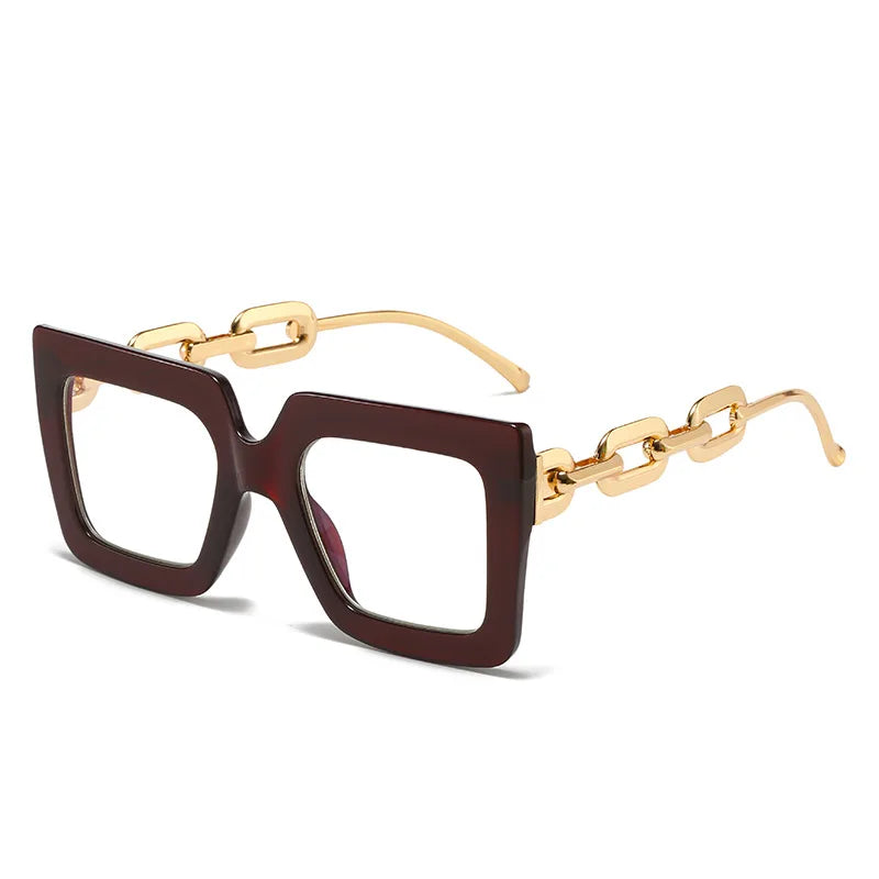 Lenstorm 3207 Oversized Square Glasses Chain Leg Fashion Sunglasses