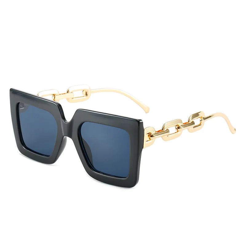 Lenstorm 3207 Oversized Square Glasses Chain Leg Fashion Sunglasses