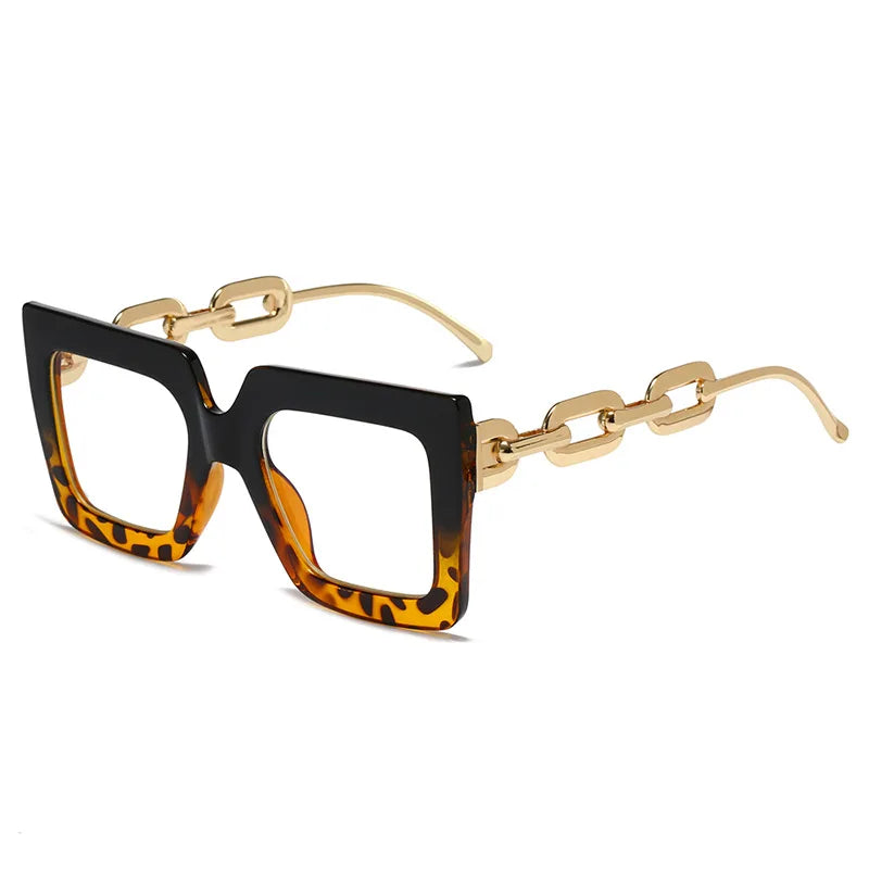 Lenstorm 3207 Oversized Square Glasses Chain Leg Fashion Sunglasses