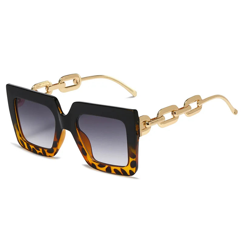 Lenstorm 3207 Oversized Square Glasses Chain Leg Fashion Sunglasses