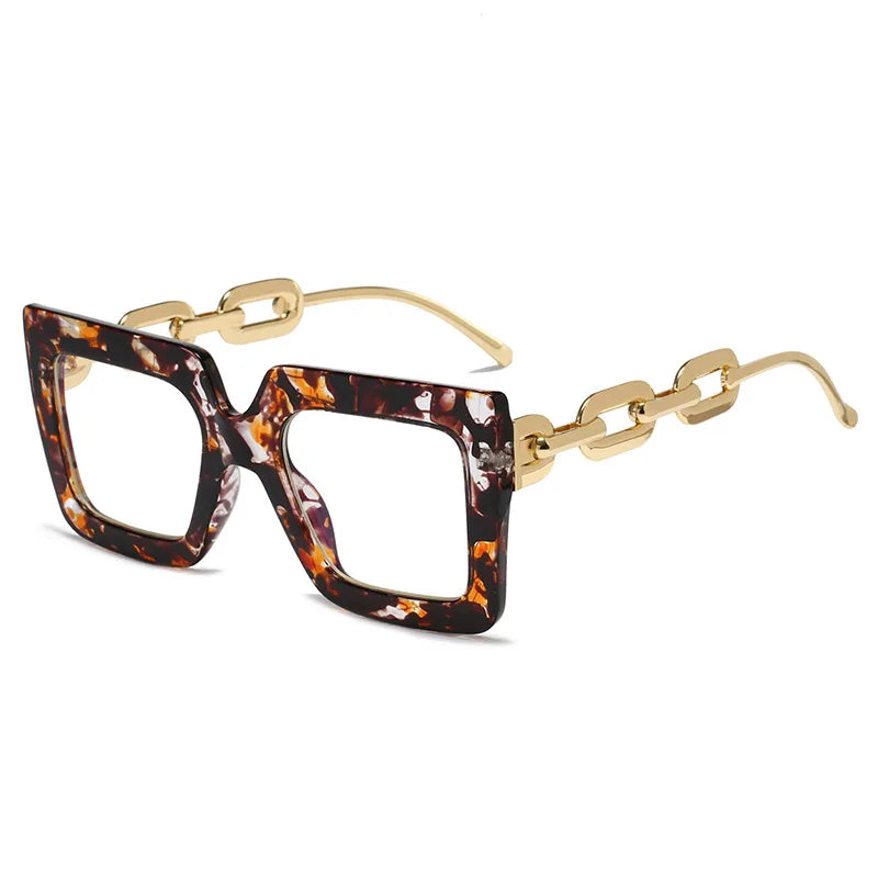 Lenstorm 3207 Oversized Square Glasses Chain Leg Fashion Sunglasses