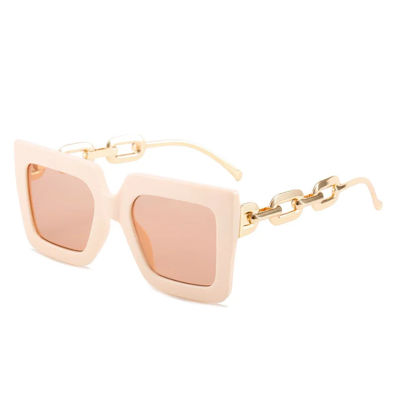 Lenstorm 3207 Oversized Square Glasses Chain Leg Fashion Sunglasses