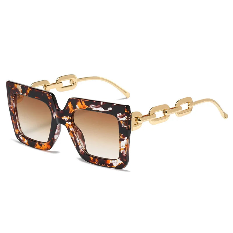 Lenstorm 3207 Oversized Square Glasses Chain Leg Fashion Sunglasses