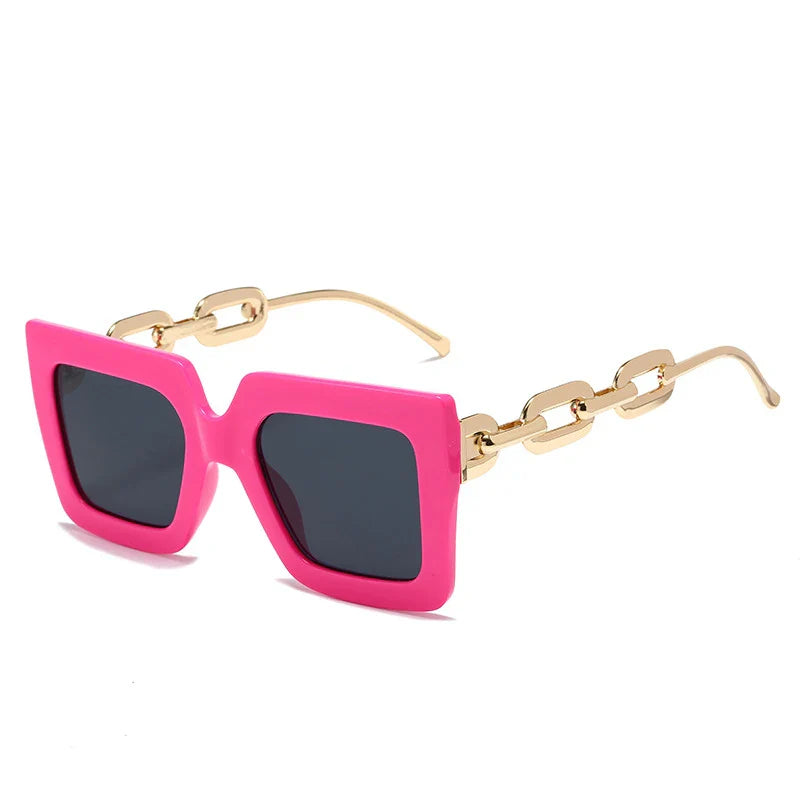 Lenstorm 3207 Oversized Square Glasses Chain Leg Fashion Sunglasses