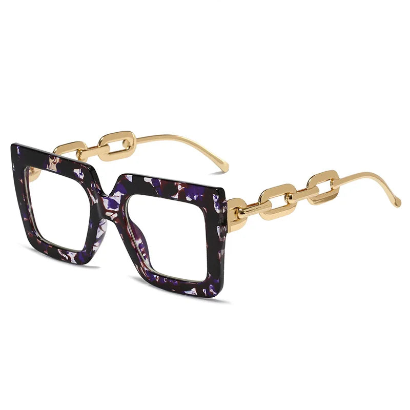 Lenstorm 3207 Oversized Square Glasses Chain Leg Fashion Sunglasses