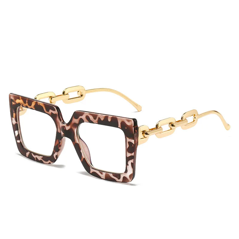 Lenstorm 3207 Oversized Square Glasses Chain Leg Fashion Sunglasses