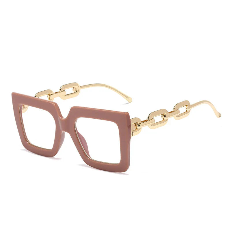 Lenstorm 3207 Oversized Square Glasses Chain Leg Fashion Sunglasses
