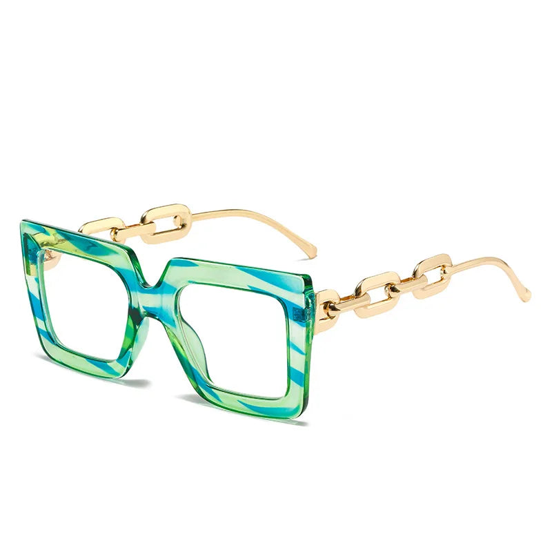 Lenstorm 3207 Oversized Square Glasses Chain Leg Fashion Sunglasses