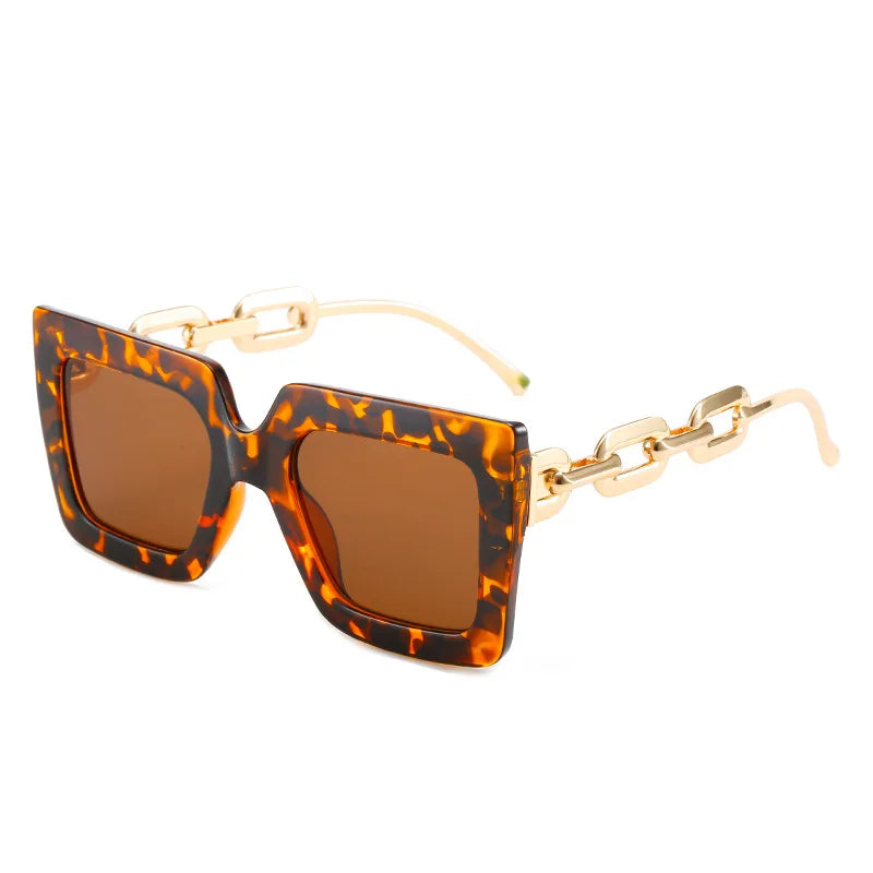 Lenstorm 3207 Oversized Square Glasses Chain Leg Fashion Sunglasses
