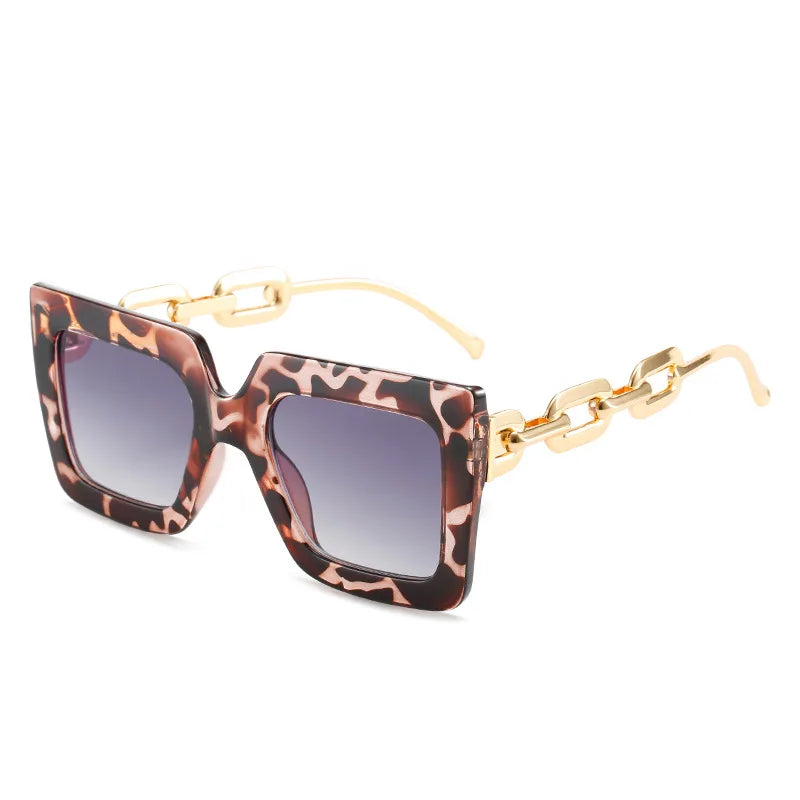 Lenstorm 3207 Oversized Square Glasses Chain Leg Fashion Sunglasses