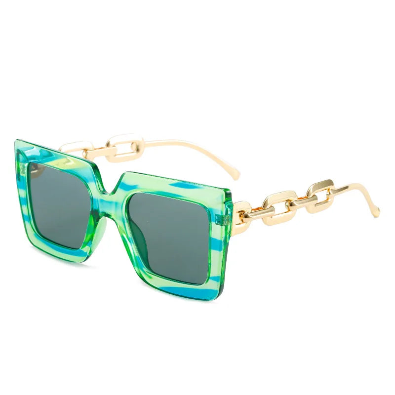 Lenstorm 3207 Oversized Square Glasses Chain Leg Fashion Sunglasses