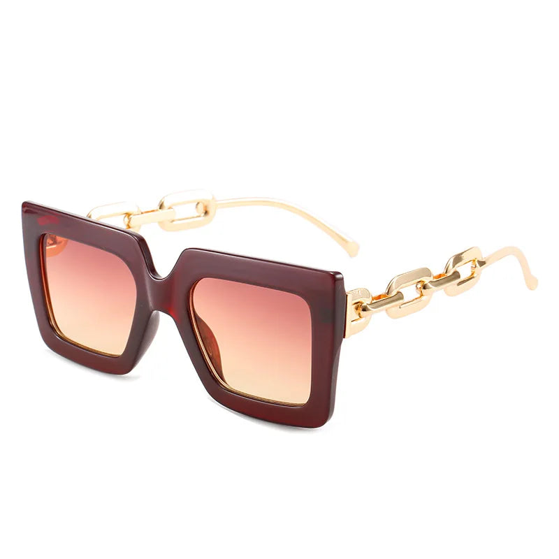Lenstorm 3207 Oversized Square Glasses Chain Leg Fashion Sunglasses
