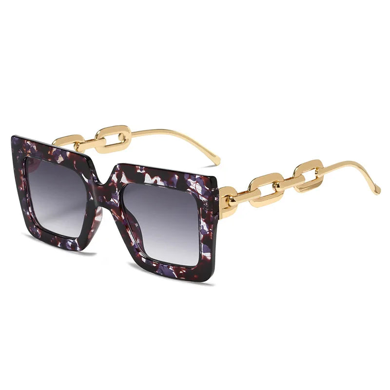 Lenstorm 3207 Oversized Square Glasses Chain Leg Fashion Sunglasses