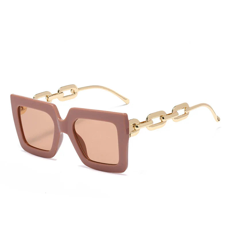 Lenstorm 3207 Oversized Square Glasses Chain Leg Fashion Sunglasses