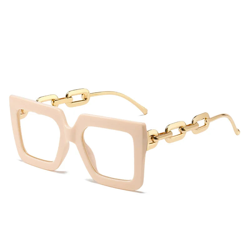 Lenstorm 3207 Oversized Square Glasses Chain Leg Fashion Sunglasses