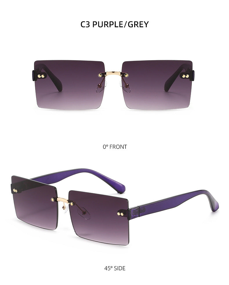 Lenstorm T1500 Frameless Diamond-Cut Square Ocean-Tint Sunglasses