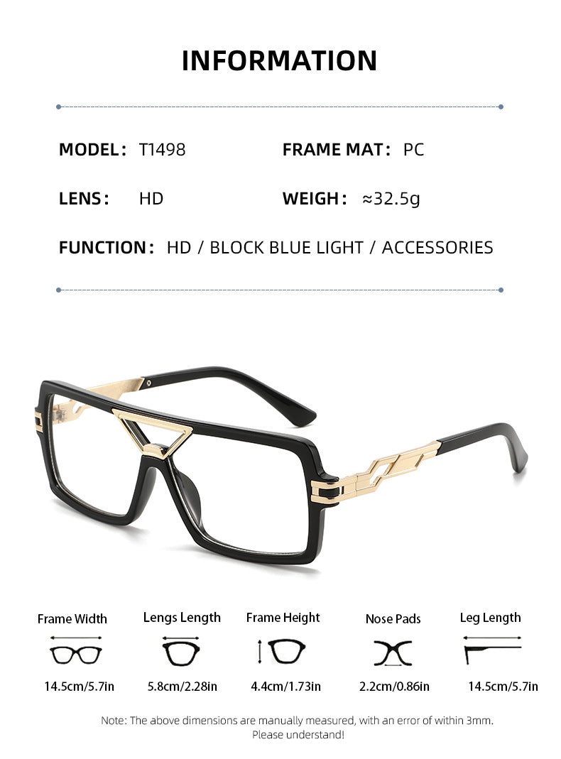 Lenstorm T1498 Oversized Double-Bridge Color-Block Blue Light Blocking Eyeglass Frame