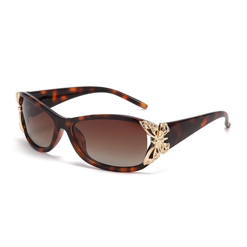 Lenstorm T1017 Butterfly Decor Y2K Women's Polarized Sunglasses