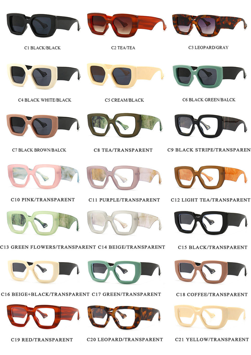 Lenstorm 6230 Fashion Thick-Frame Square Street Style Sunglasses