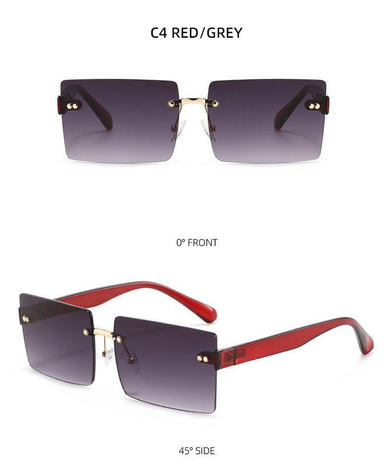 Lenstorm T1500 Frameless Diamond-Cut Square Ocean-Tint Sunglasses