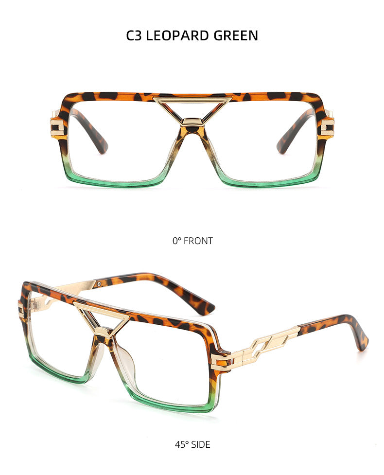 Lenstorm T1498 Oversized Double-Bridge Color-Block Blue Light Blocking Eyeglass Frame