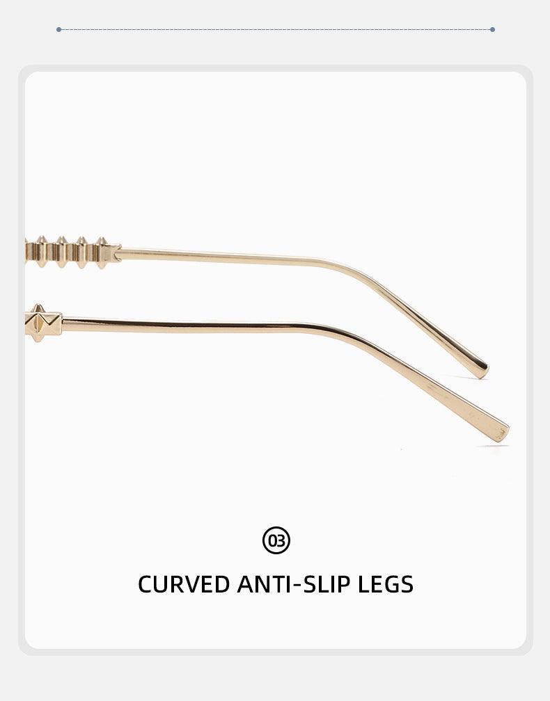 Lenstorm T1550 Rimless Ocean-Tint Gradient Narrow Square Fashion Sunglasses