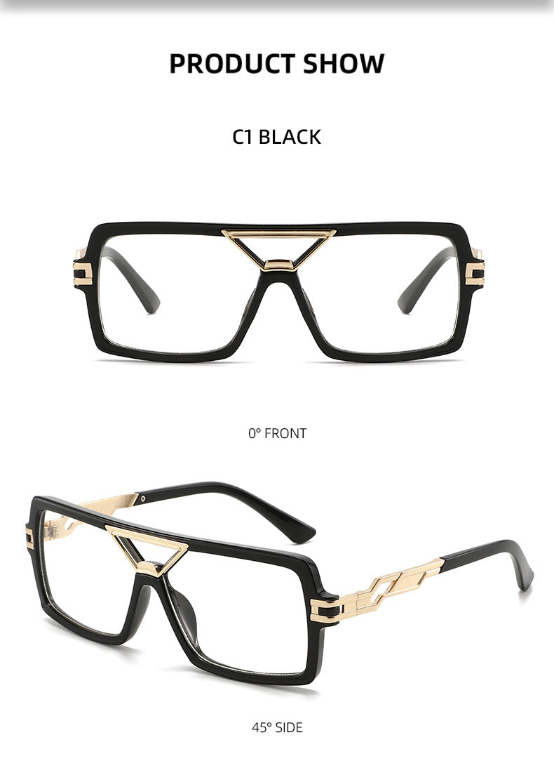 Lenstorm T1498 Oversized Double-Bridge Color-Block Blue Light Blocking Eyeglass Frame