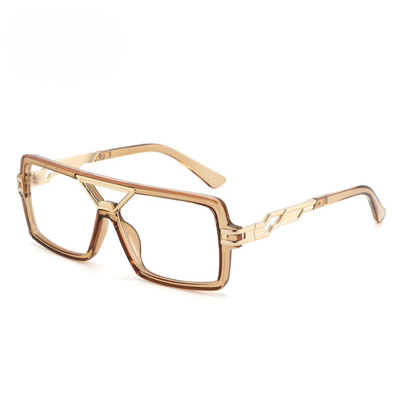 Lenstorm T1498 Oversized Double-Bridge Color-Block Blue Light Blocking Eyeglass Frame