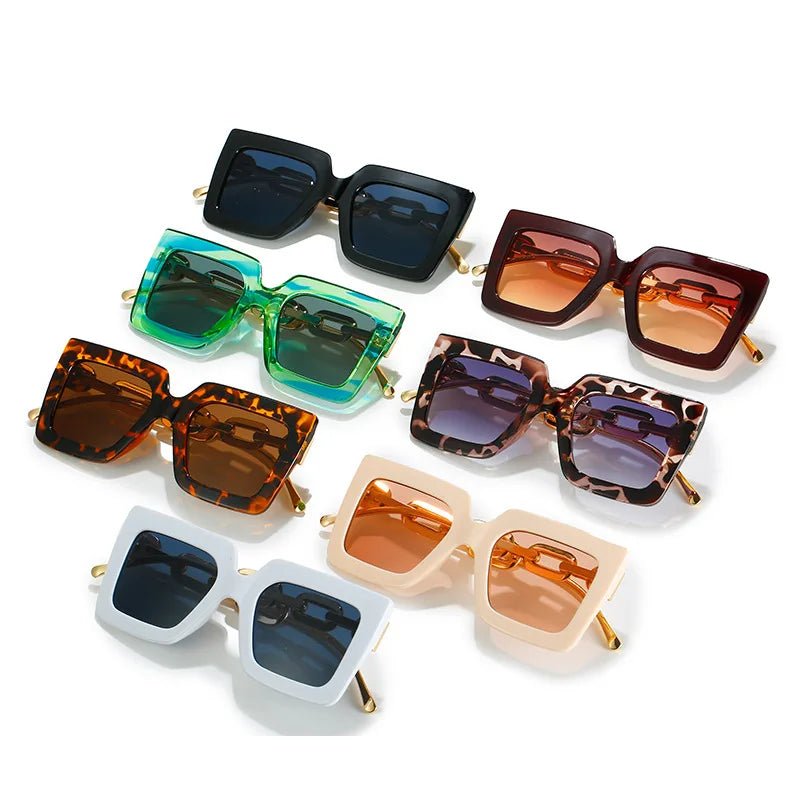 Lenstorm 3207 Oversized Square Glasses Chain Leg Fashion Sunglasses