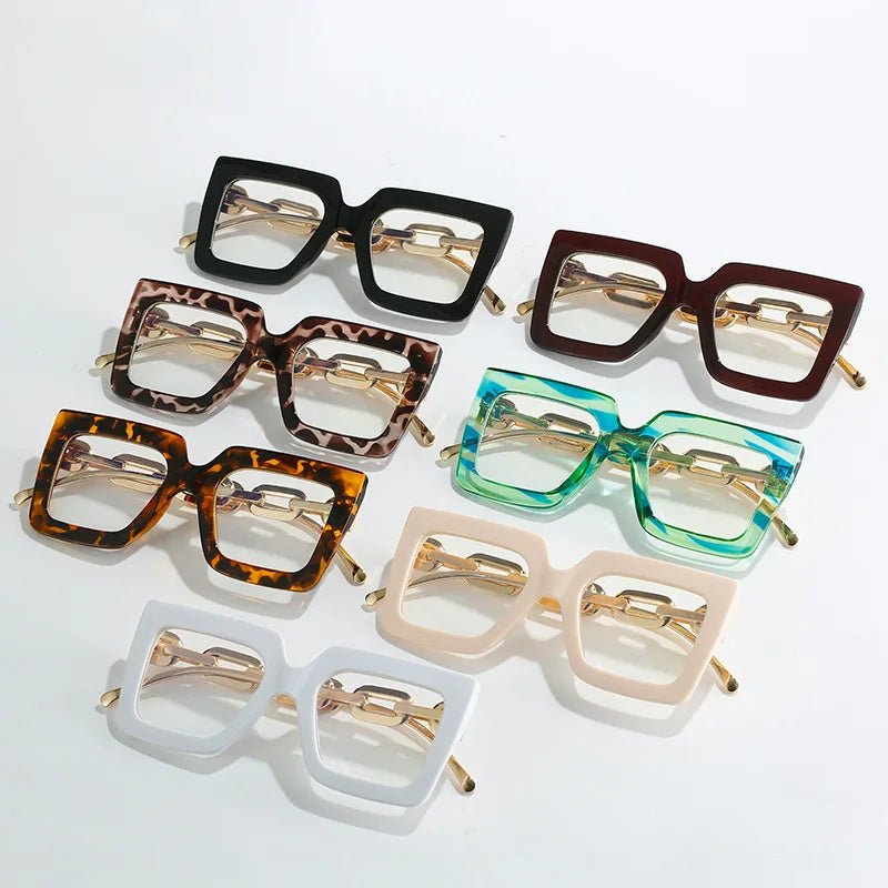 Lenstorm 3207 Oversized Square Glasses Chain Leg Fashion Sunglasses