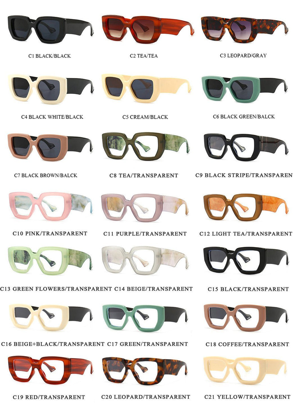 Lenstorm 6230 Fashion Thick - Frame Square Street Style Sunglasses