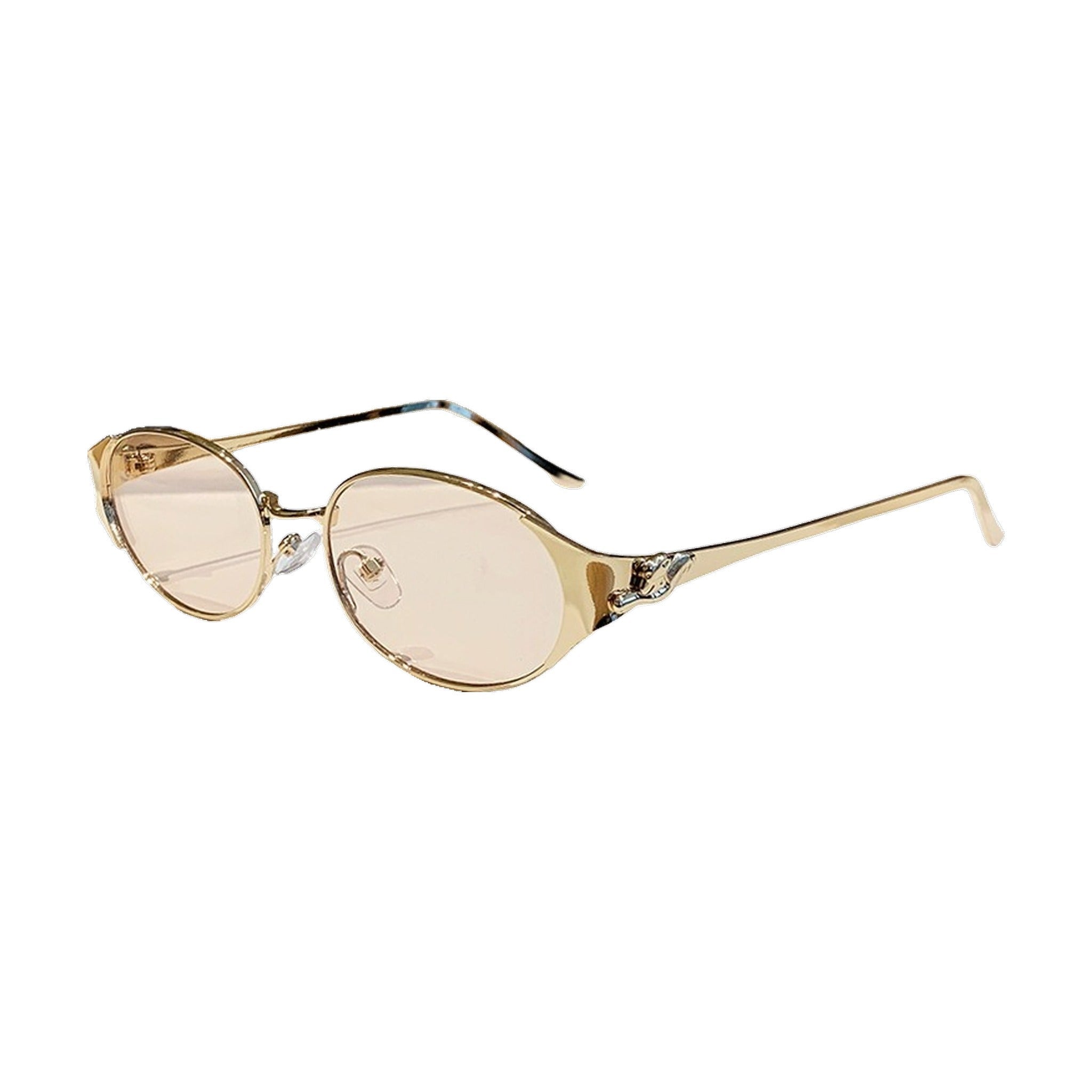 Lenstorm LS755428 Leopard Temple Metal Oval Sunglasses