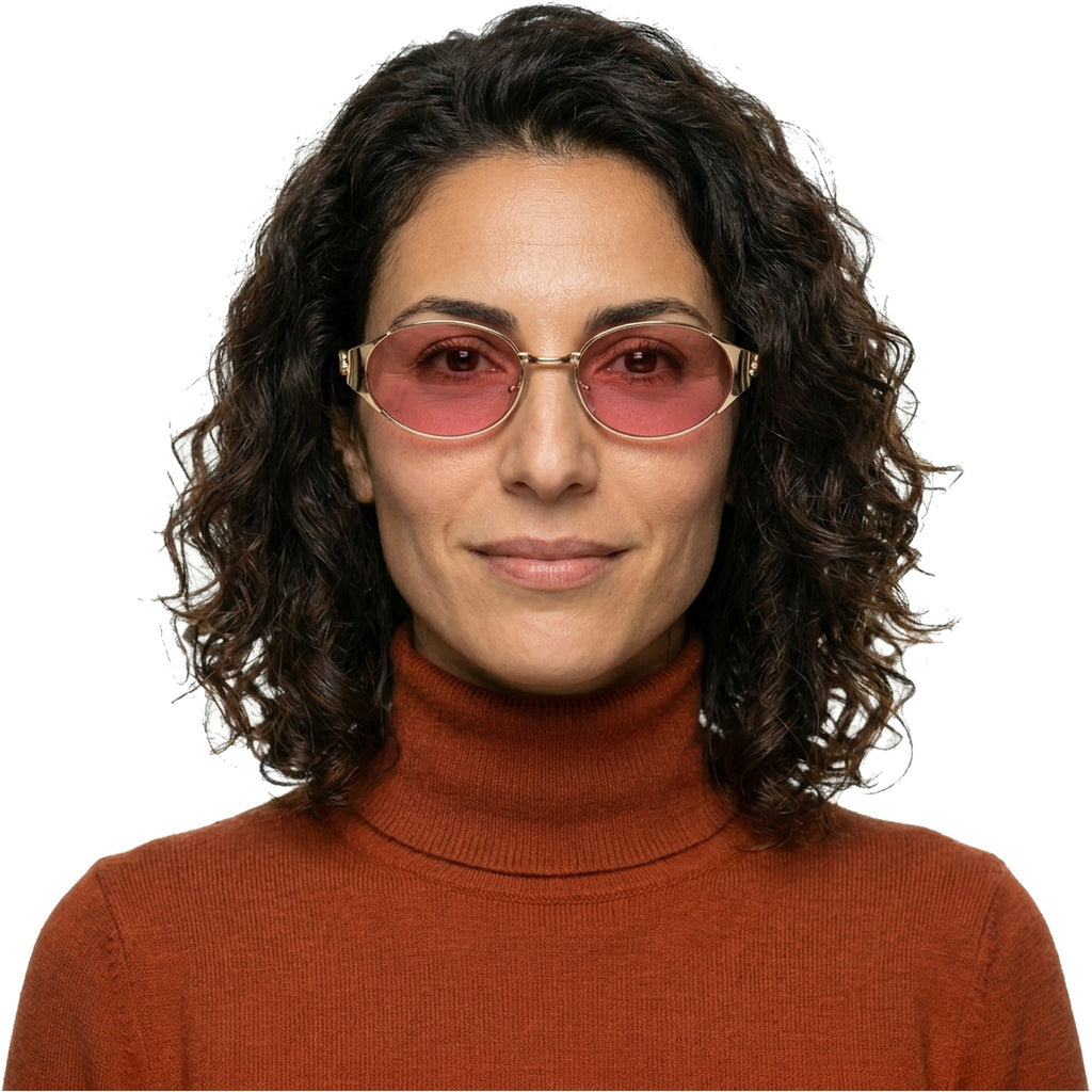 Lenstorm LS755428 Leopard Temple Metal Oval Sunglasses
