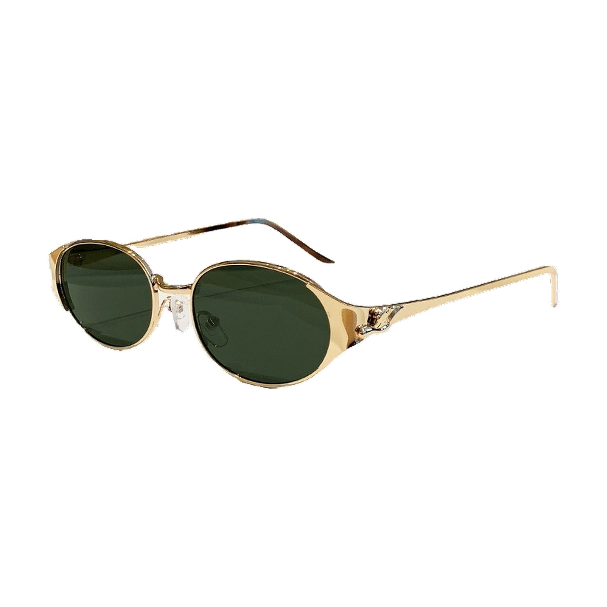 Lenstorm LS755428 Leopard Temple Metal Oval Sunglasses
