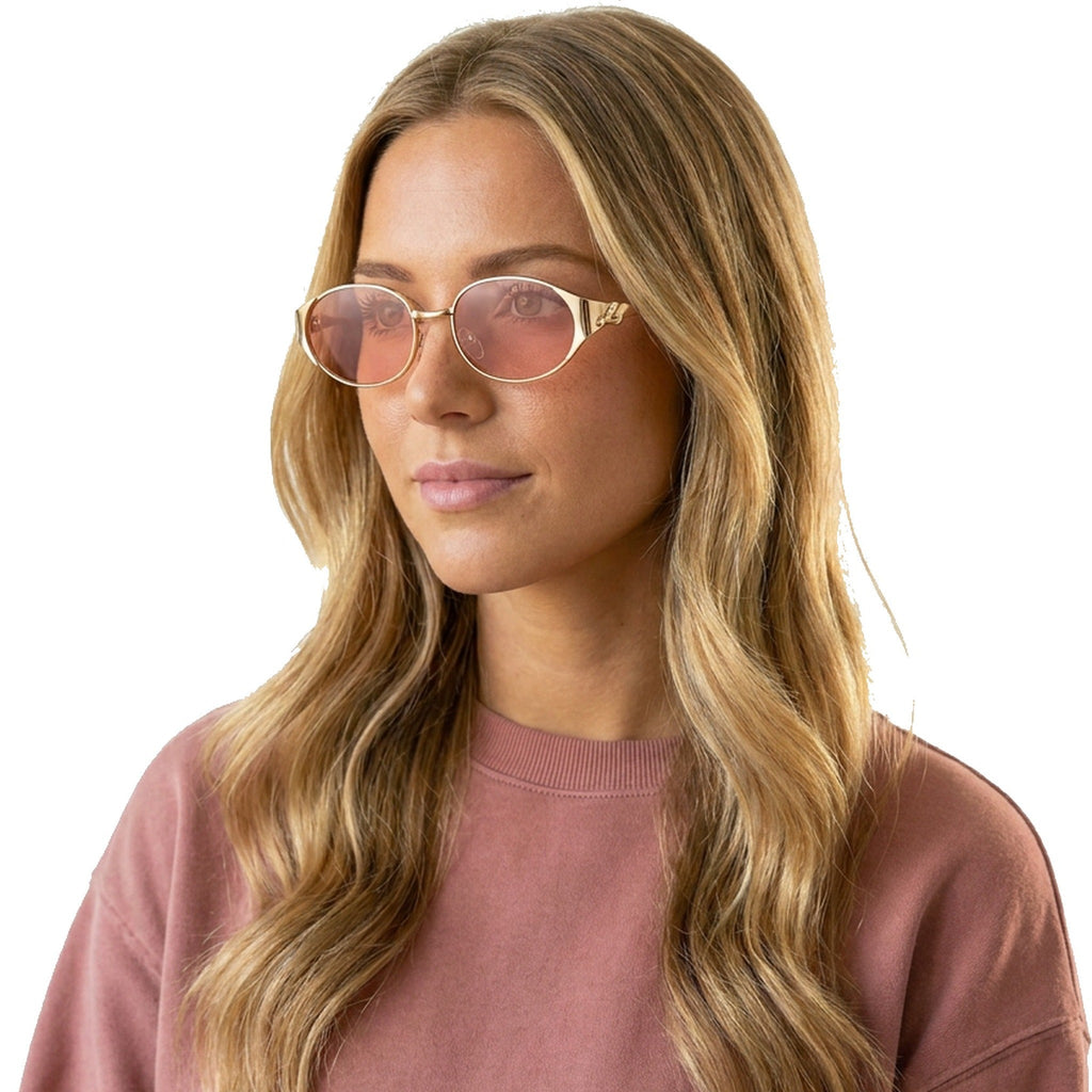 Lenstorm LS755428 Leopard Temple Metal Oval Sunglasses