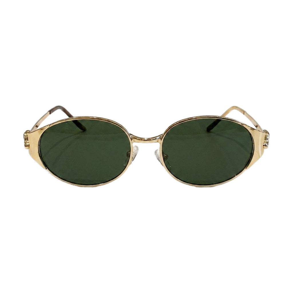 Lenstorm LS755428 Leopard Temple Metal Oval Sunglasses