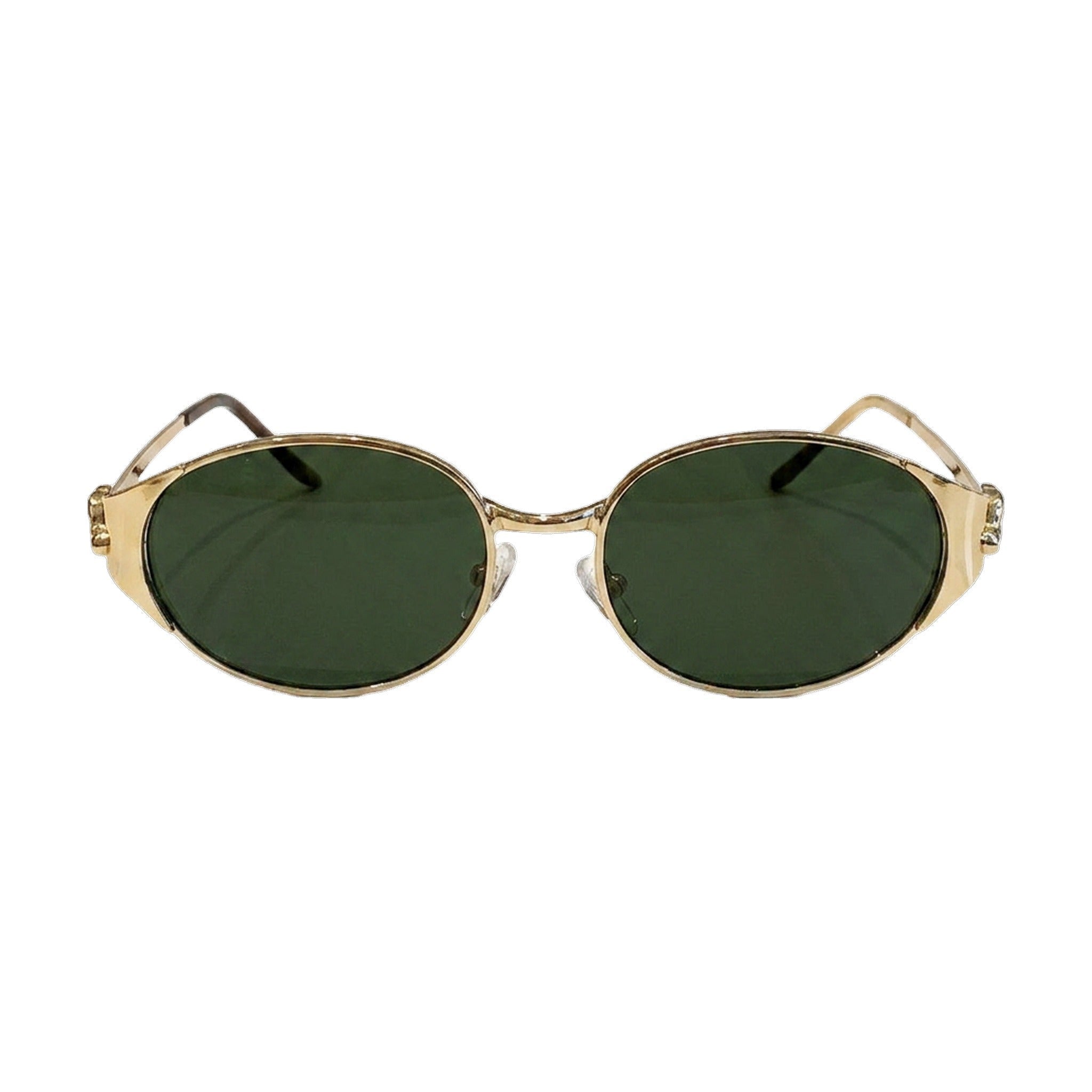Lenstorm LS755428 Leopard Temple Metal Oval Sunglasses
