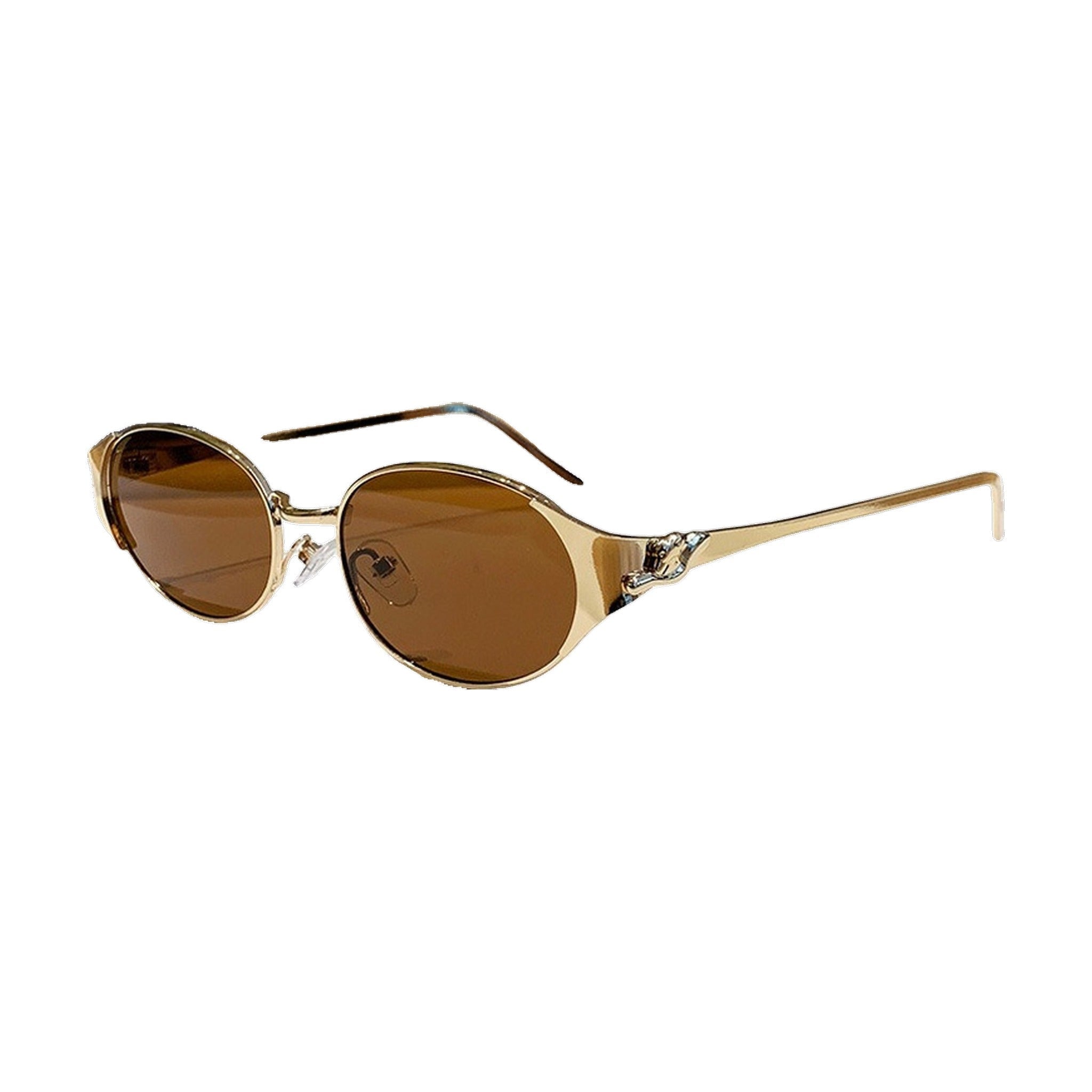 Lenstorm LS755428 Leopard Temple Metal Oval Sunglasses