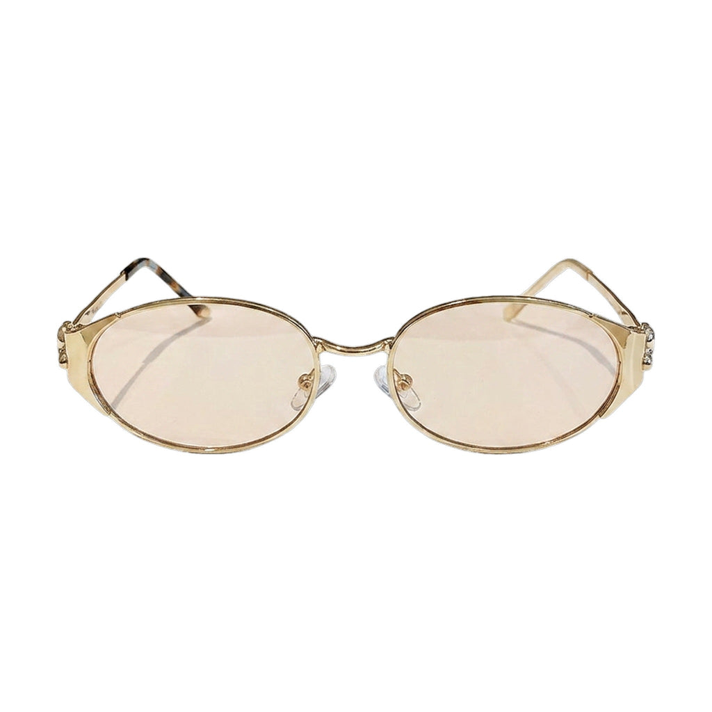 Lenstorm LS755428 Leopard Temple Metal Oval Sunglasses